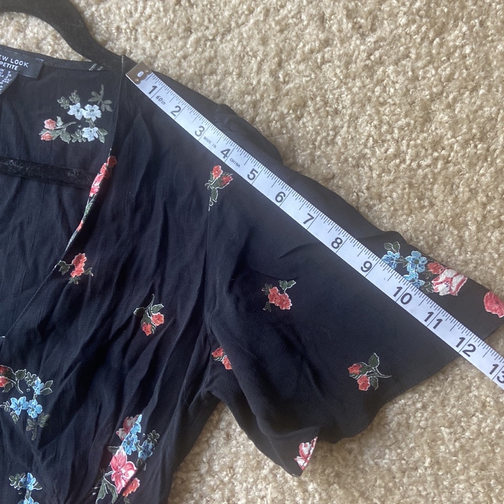ASOS New Look Black Floral Tie Front Midi Maxi Dress size 4 / small - Picture 10 of 10